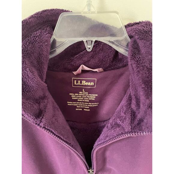 L.L. Bean Sherpa Lined Full Zip Hoodie Sweatshirt Jacket Purple Size Large - Picture 4 of 6